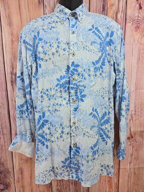 Tommy Bahama Blue Floral Long Sleeve Shirt Mens Large